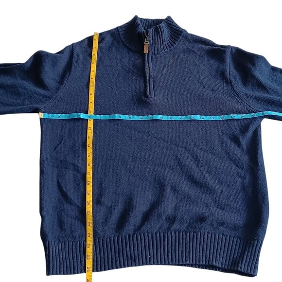 St. John's Bay Men’s Quarter Zip Navy Sweater Size M Knit Pullover Casual Preppy - Picture 6 of 10